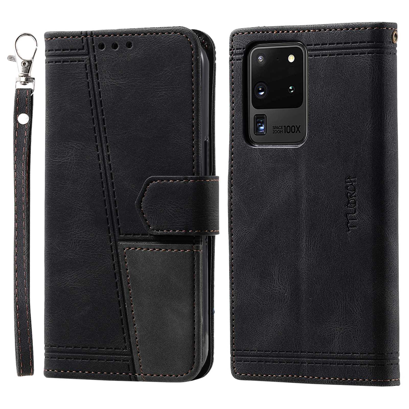 TTUDRCH For Samsung Galaxy S20 Ultra 4G/5G 004 Splicing Skin-touch PU Leather RFID Blocking Phone Case Wallet Stand Cover - Black TTUDRCH For Samsung Galaxy S20 Ultra 4G/5G 004 Splicing Skin-touch PU Leather RFID Blocking Phone Case Wallet Stand Cover - Black